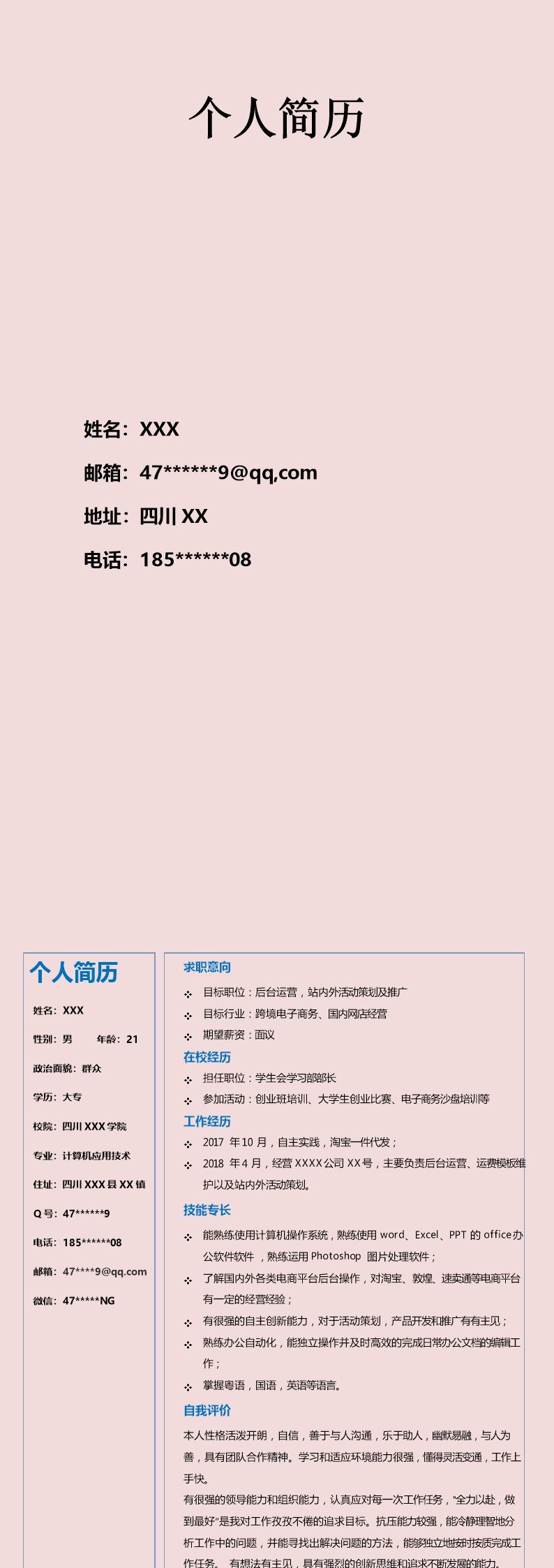 5389_网站营运产品类相关岗位求职简历模板