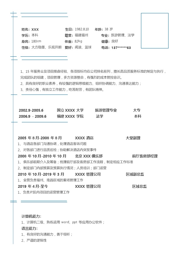 6283_营运管理类相关岗位求职简历模板