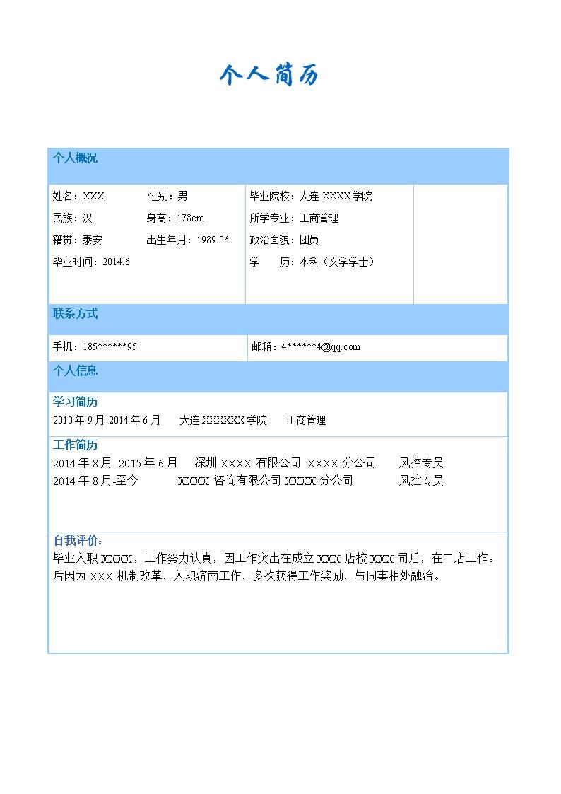 1225_工商管理类相关专业毕业生求职简历模板