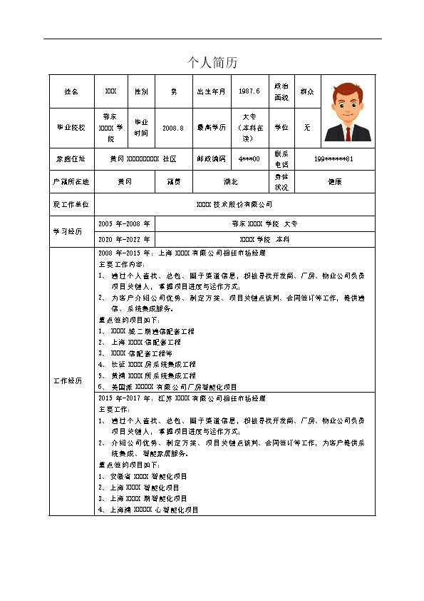 6814_销售业务市场营销管理岗位求职简历模板