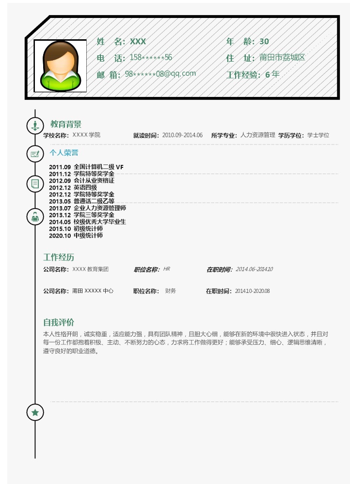 6824_人事人资人力资源管理类岗位求职简历模板