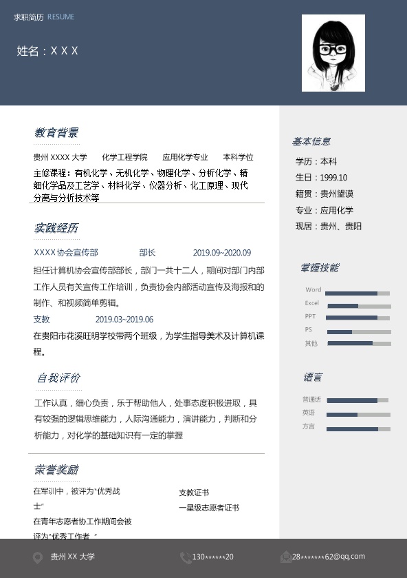 8244_化学工程化工技术类专业应届生求职简历模板